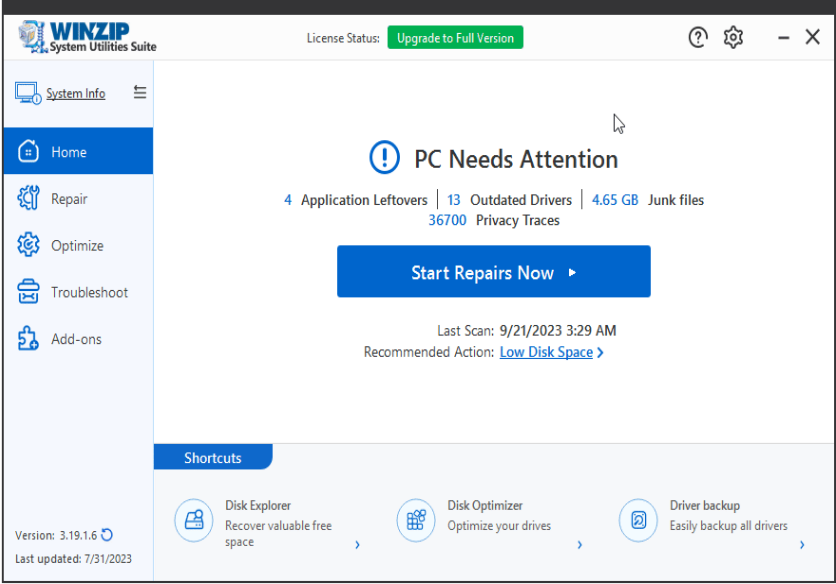 WinZip System Utilities Suite Free Download For PC