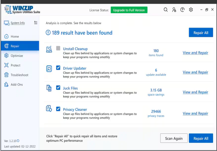 WinZip System Utilities Suite Free Download